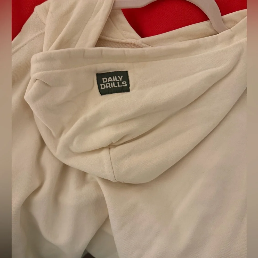 Daily Drills Cream Hoodie with Black Tag - Picture 2 of 4